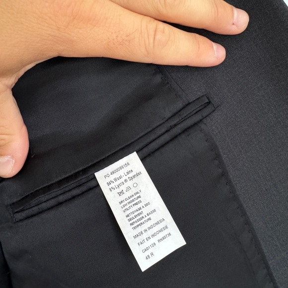 CALVIN KLEIN; Men's Slim-Fit Wool Infinite Stretch Suit Separates Dark Grey - Picture 5 of 5